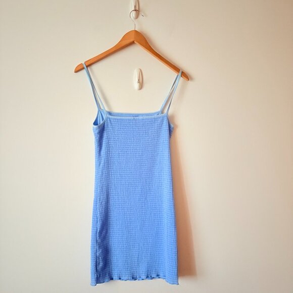Aritzia Wilfred Jazz Mini Dress Smocked Blue Size Small - Picture 4 of 6